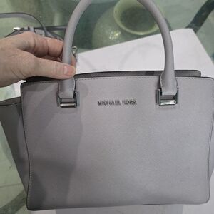Michael Kors Light Gray Saffiano Leather Satchel